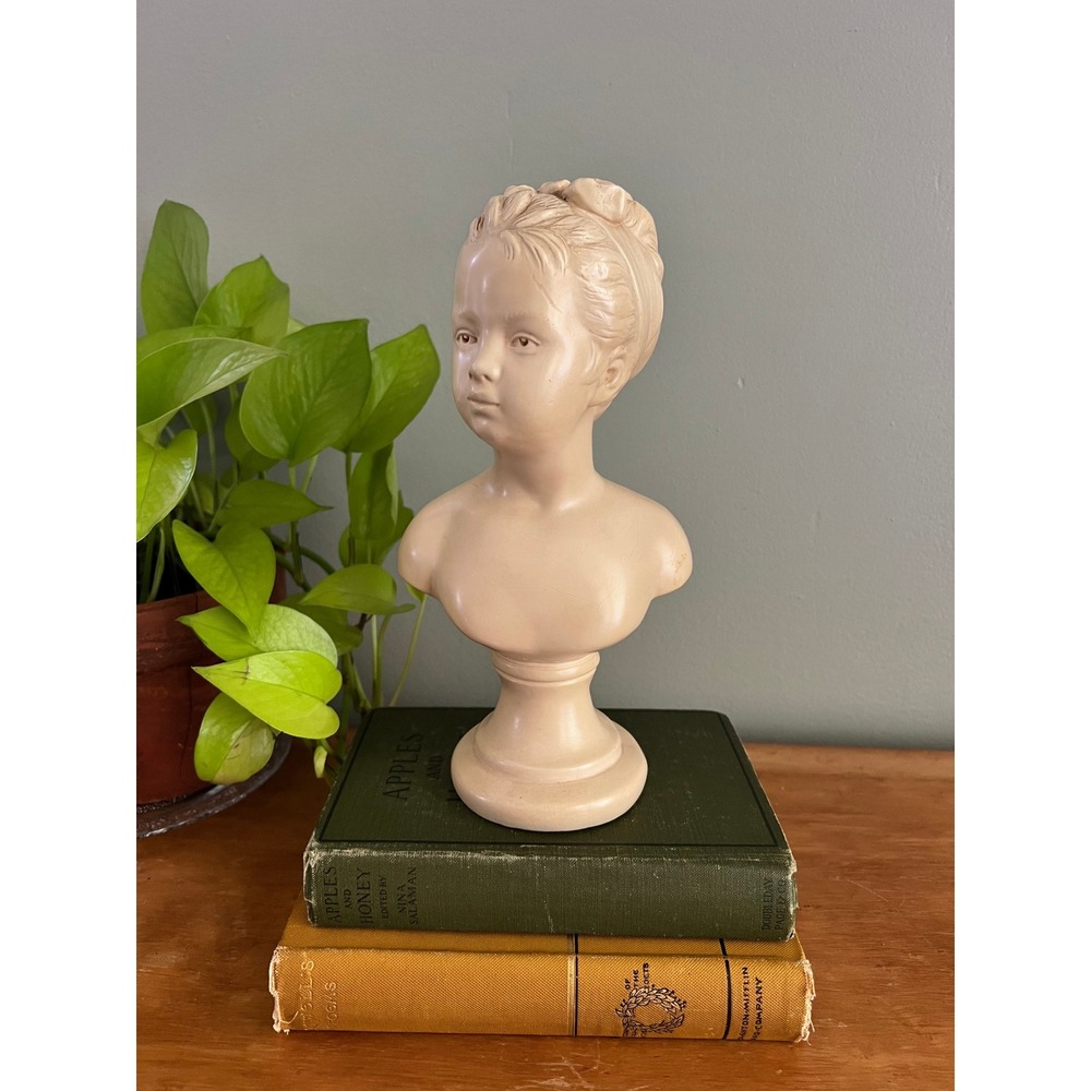 Vintage Alexander Backer Co Chalkware Bust Young Girl Sculpture Cream 10 inch
